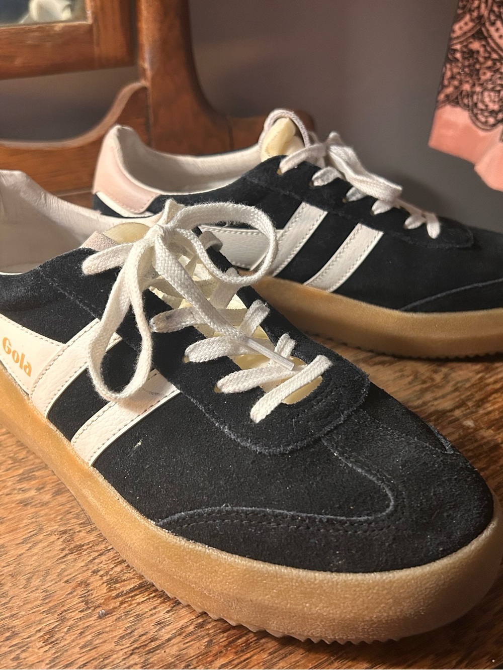 Gola Black and White Suede Sneakers with Gum Sole - Picture 2 of 6